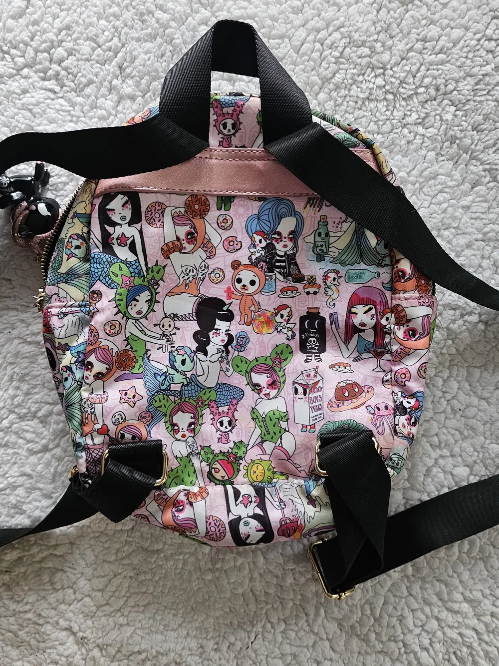 Tokidoki x Valfre Mini Backpack in Pink Character Print
